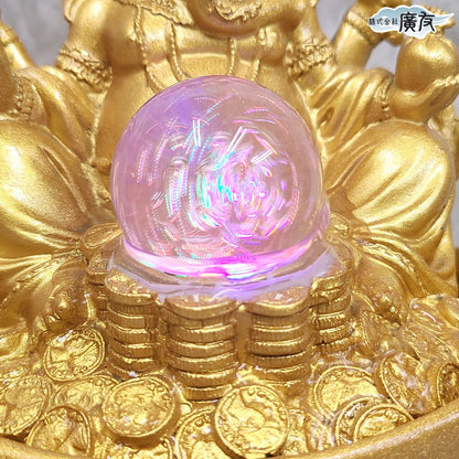 樹脂製　流水金運祈願元宝ガネーシャ龍珠(噴水)