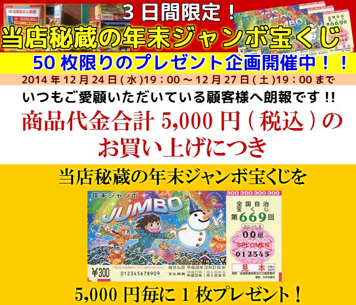 秘蔵年末ジャンボ宝くじプレゼント 50枚限り プレゼント企画 3日間限定 風水グッズ インテリア パワーストーンの卸通販サイト 開運風水ドットコム